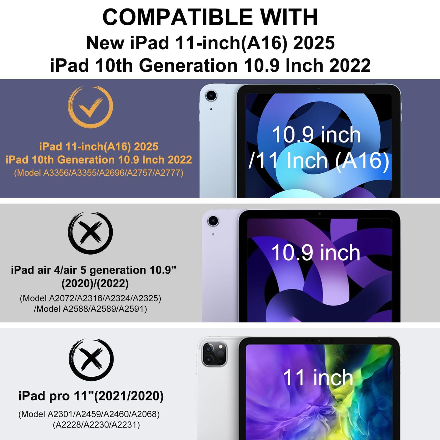 OKP Case for iPad A16 11th Generation 2025 / 10th Gen Case 2022, for 11 Inch / 10.9 Inch iPad Multi-Angle Viewing PU Leather Stand Cover with Pencil Holder & Pocket, Auto Sleep/Wake, Black Brown