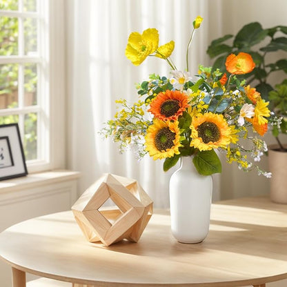 Fall Artificial Sunflowers Bouquet 20" Fake Flower for Thanksgiving with Faux Silk Sunflower for Wedding Centerpieces Home Decor Party Table Floral Arrangements Indoor Outdoor Autumn Decorations