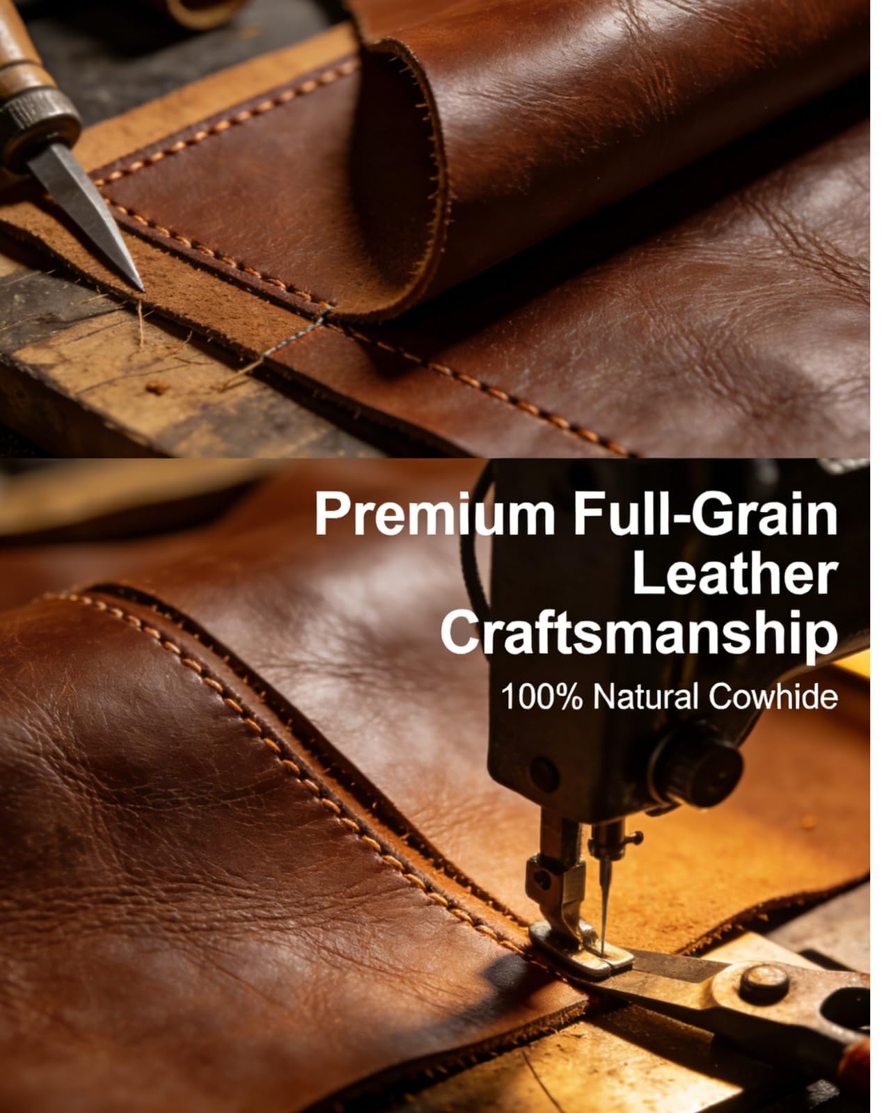Inkfew Genuine Leather Wristlet for Women and Men, Leather Clutch Business Briefcase Tablet Sleeve Bag with Zip Closure