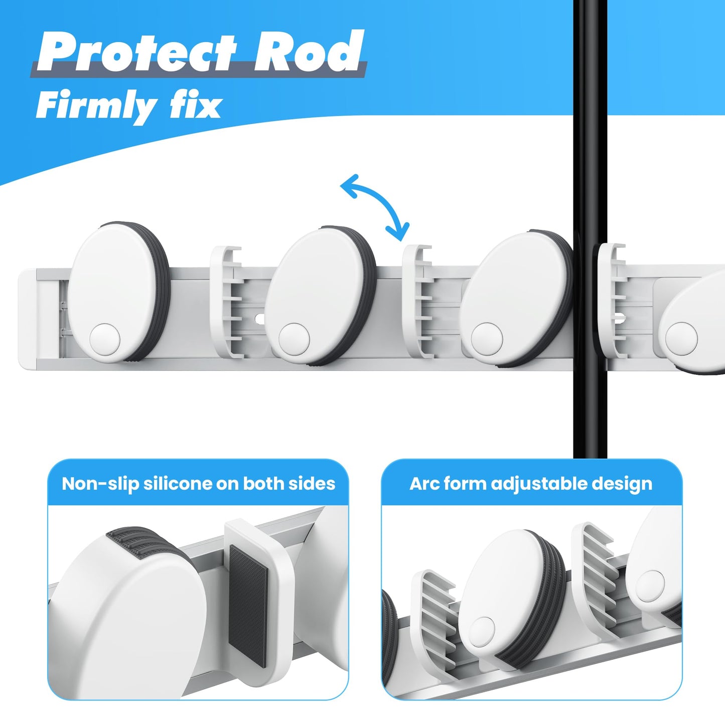 Jorazor Vertical Fishing Rod Holder,Wall Mounted Fishing Rod Rack,Fishing Pole Holders for Garage,Support Extra Large & Heavy Fishing Rod and Reel Combos (1-pack White/Gray)