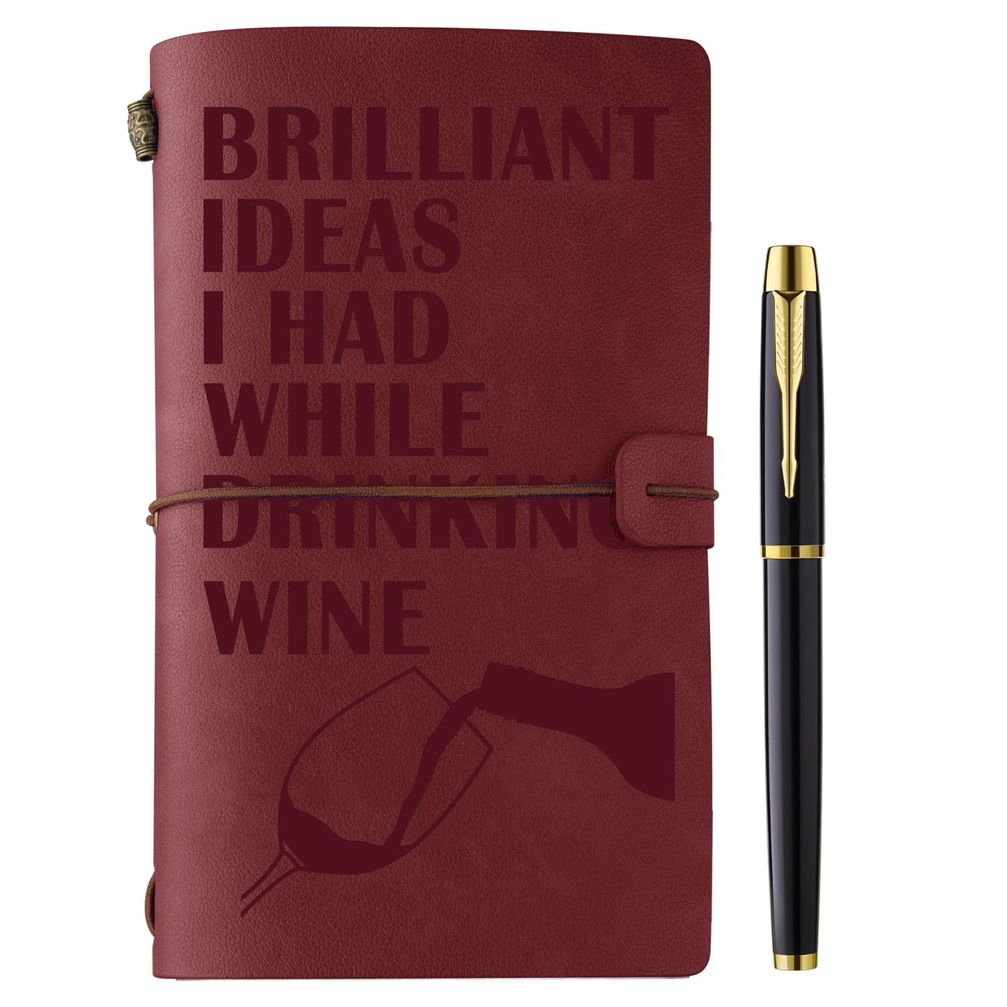 Muzuis Wine Gifts for Wine Lovers Leather Journal Notebook with Pen for Men Women Refillable Notebook, Sketchbook, Travel Diary