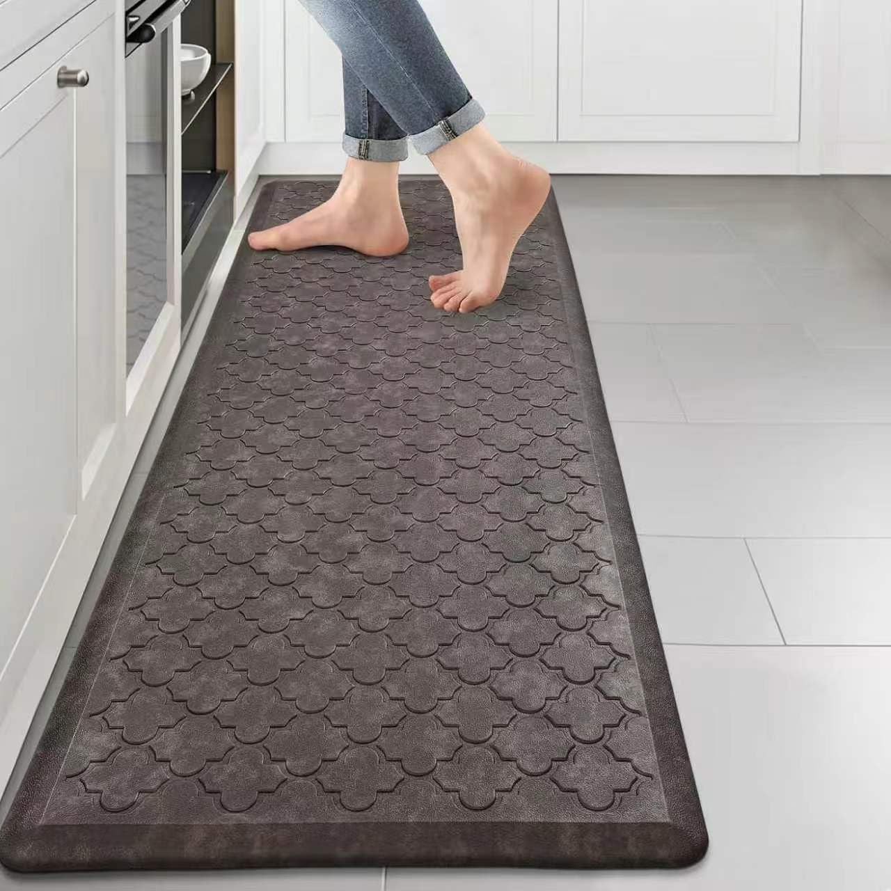 HEBE Kitchen Mat Cushioned Anti Fatigue Comfort Floor Mat Oversized 20"x60" Waterproof Non Slip Kitchen Rug Runner Laundry Room Rug Floor Carpet Heavy Duty Comfort Standing Mat Pads, Brown