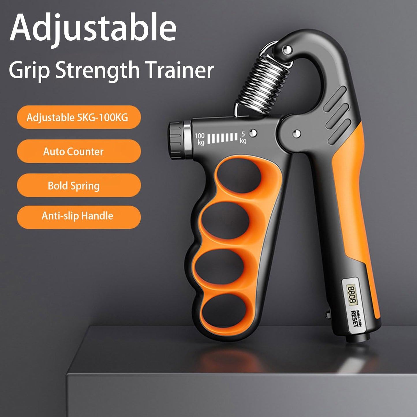 Hautrely 2PACK Grip Strength Trainer, 5-100KG (11-220 LB) Adjustable Resistance Forearm Hand Gripper Strengthener with Counter, Hand Wrist Exercise Workout Equipment for Home/Office Gym (Red)