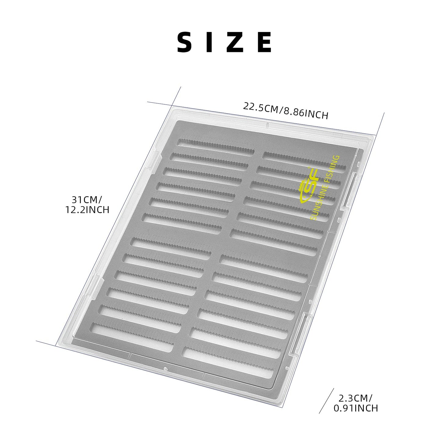 SF Collection Fly Boxes Clear Fly Fishing Box Extra Large Capacity Fishing Competition Hook Tackle Ice Fishing Jig Head Boxes, Slit Foam 2 Pack Size A4