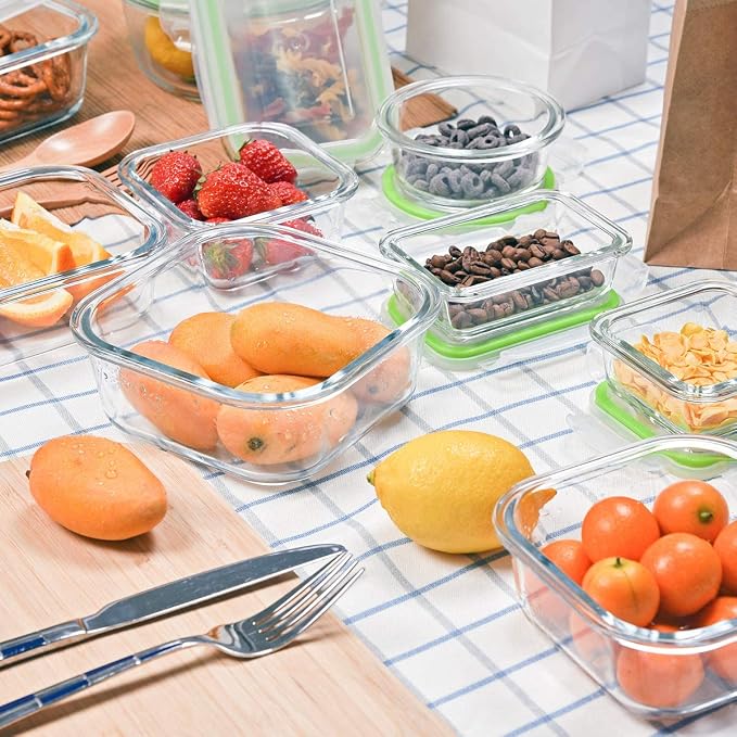 S SALIENT Airtight Meal Prep Containers for Food Storage [24 Piece] Leak Proof, Glass Bento Boxes for Lunch (12 lids & 12 Containers)
