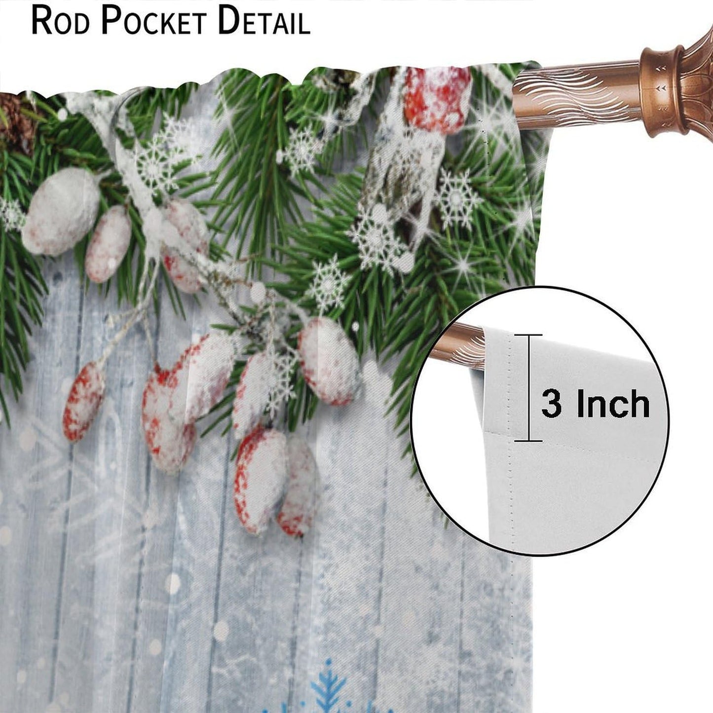 FengMingRui Kids Christmas Curtain for Bedroom Angel Pine Tree Christmas Tree Pine Leaves Winter Holiday Christmas Decor Window Drapes 42" W X 45" L