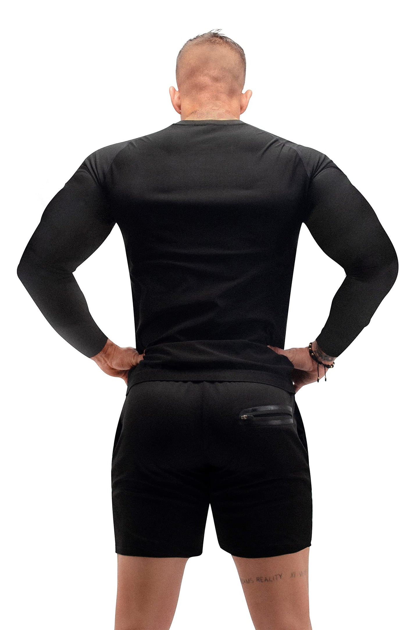 FUXERT Sauna Shirt for Men Long Sleeve Sauna Suit Heat Trapping Workout Shirts Sweat Enhance Vest for Workout Sports(BK L)