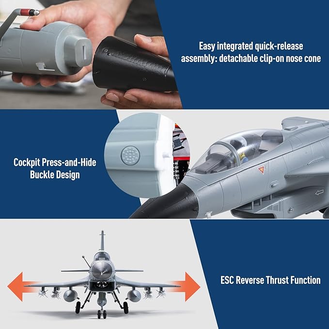 Fms Rc Jets 64mm J10 EDF Fighter Jet with Reflex Vigorous Dragon Rc Airplanes for Adults Remote Control Planes Air Force Gray Paint PNP(NO Transmitter Batteries and Charger)