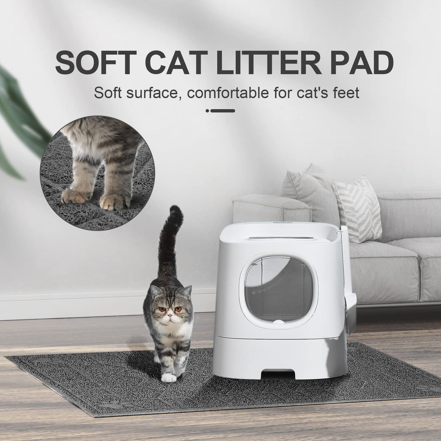 Motsamla Cat Litter Box Mat, 35" x 24" Large Kitty Litter Trapping Mat Keep Floor Clean, Litter Box Mat Scatter Control, Waterproof, Easy to Clean, Durable Large Size Litter Mats for Floor