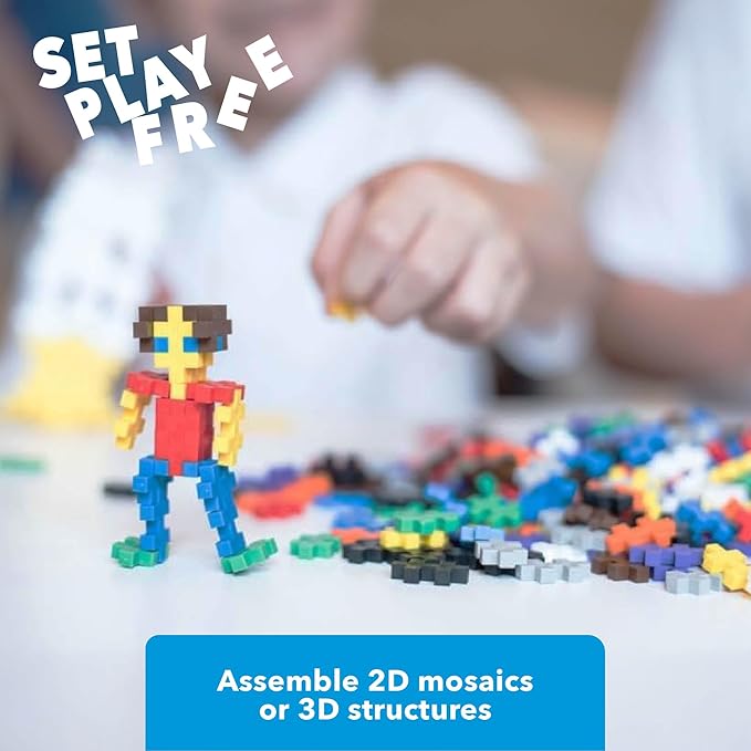 PLUS PLUS 600 Piece Interlocking Building Blocks for Kids Open Ended Connecting Toys STEM Bin Classroom Mini Manipulatives Play Tube - Basic Color Mix