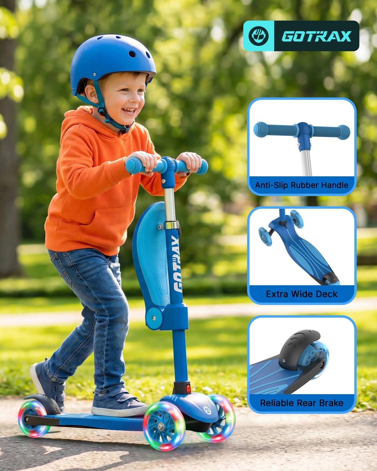 Gotrax KS3 Kick Scooter with Seat, 3 Wheels for Kids Age 2+, Gifts