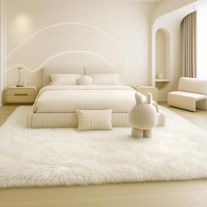 Mtandyx 8x10 Area Rugs Living Room, Cream White Large Plush Fluffy Bedroom Carpet, Non-Slip Upgraded Indoor Thick Soft Rug, Modern Plush Carpet Suitable for Kids Home Decor Aesthetics Dorm.