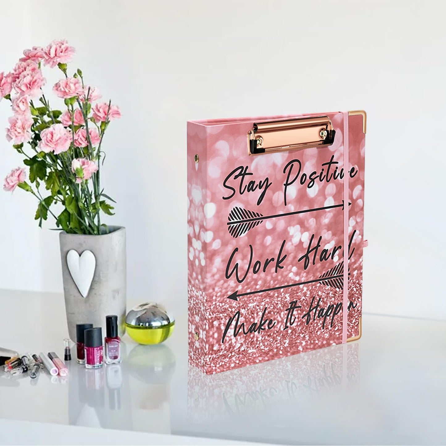 EYROZILL Small A5 Binder 3 Ring 1 Inch for 5.5" x 8.5" Paper with 5-Tab Dividers, Mini Binders for School Office Supplies and Home, Stay Positive