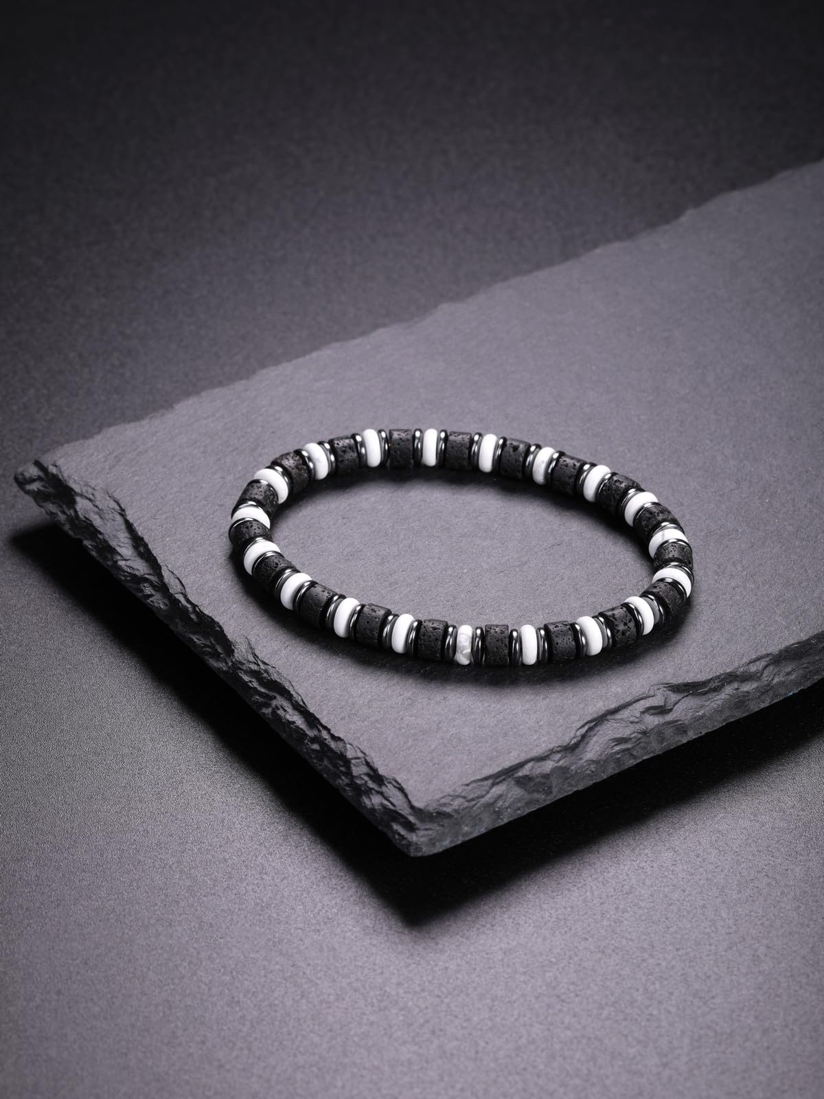 Jovivi Healing Crystal Beaded Bracelets for Men Women Natural Lava Rock Gemstone Hematite Beads Stone Stretch Bracelets Triple Protection Jewelry Gifts