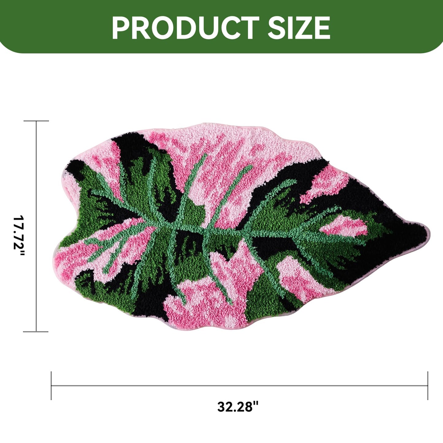 Fosiyaa Green Leaf Rug, Cute Monstera Soft Non Slip Tufted Bath Mat Palm Shaped Plush Fun Floor Mat for Bathroom Kitchen Bedroom Home Decor