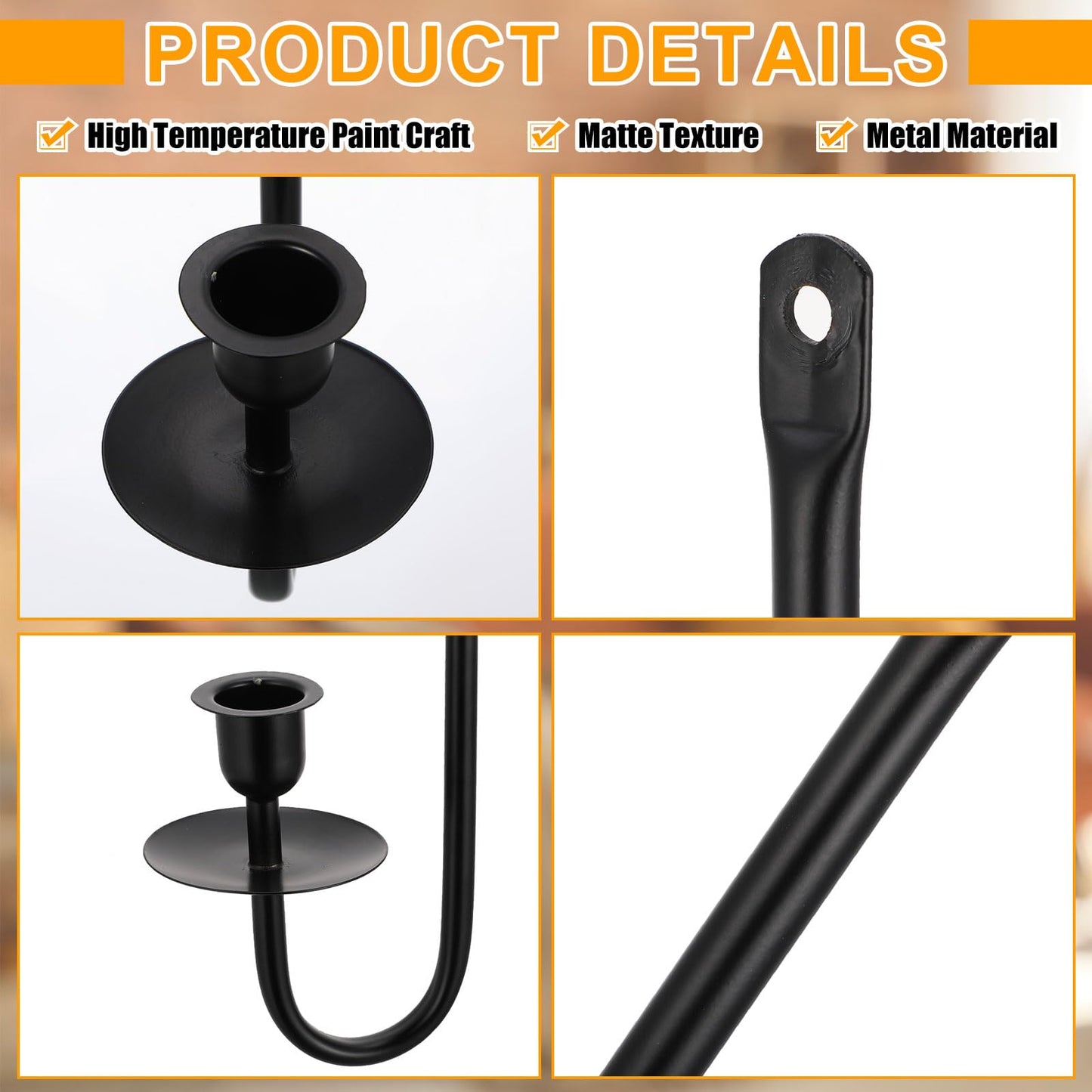 Tessco for you Metal Wall Mount Candle Sconces with 9.6" LED Flameless Taper Candles and Remote Timer 16.5" Wall Hanging Sconces Set for Living Room Fireplace Hallway Stairway(Black,2 Set)