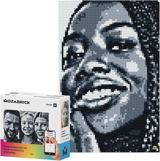 Building Set Model M | Craft Kit for Adults |Custom Photo Mosaic That Turns Any Picture into a Pixel Art Made from Building Blocks | Personalized Wall Art and Original Gift