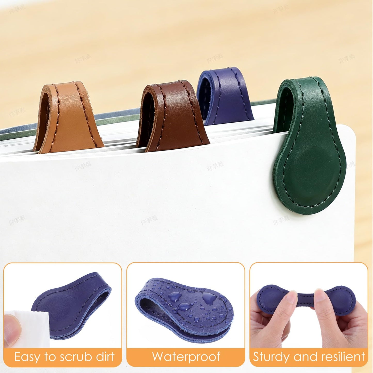 12 Packs Magnetic Leather Bookmark, 6 Color Leather Magnet Book Marks Page Markers Retro Magnet Bookmark Clips Reading Supplies Gift for Reading Men Women Book Lovers