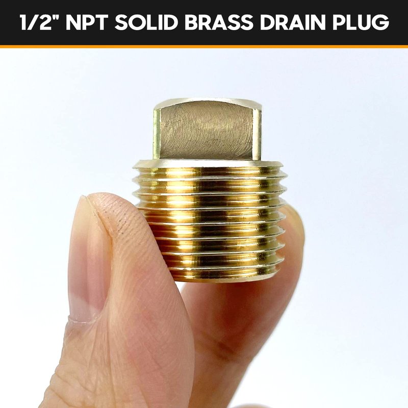 HAPDEN Boat Plugs 1/2 Inch Npt Solid Brass Boat Drain Plug, 2 Pack Garboard Drain Plug Boat Drain Plug Fits Most Boat Hulls (1/2 Inch NPT)