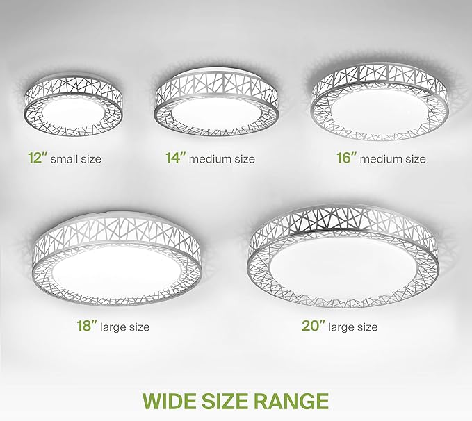 ASD 12 Inch LED Flush Mount Ceiling Light Fixture for Bedroom, 20W 1130LM 5CCT 2700K-5000K, Dimmable Lights, Dining, Living Room, Kitchen Lamps, Modern Home Lighting Fixtures, Nickel, ETL, 4 Pack