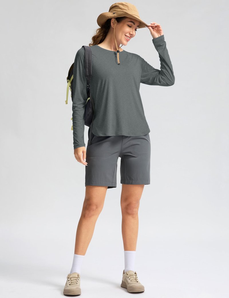 Women's Sun Shirts UPF 50+ Long Sleeve UV Protection Shirt Lightweight Quick Dry Workout Hiking Tops for Women(Heather Grey,S)