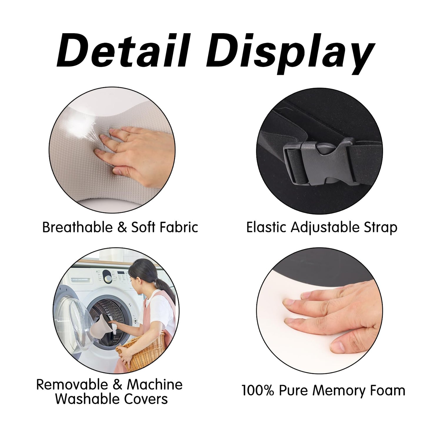 SPRFUFLY Make Relaxing Car Headrest Pillow, Car Pillow for Driving with Adjustable Strap, Breathable Removable Cover & Ergonomic Design - Softness Travel Car Neck Support Pillow(Black, 1PC)