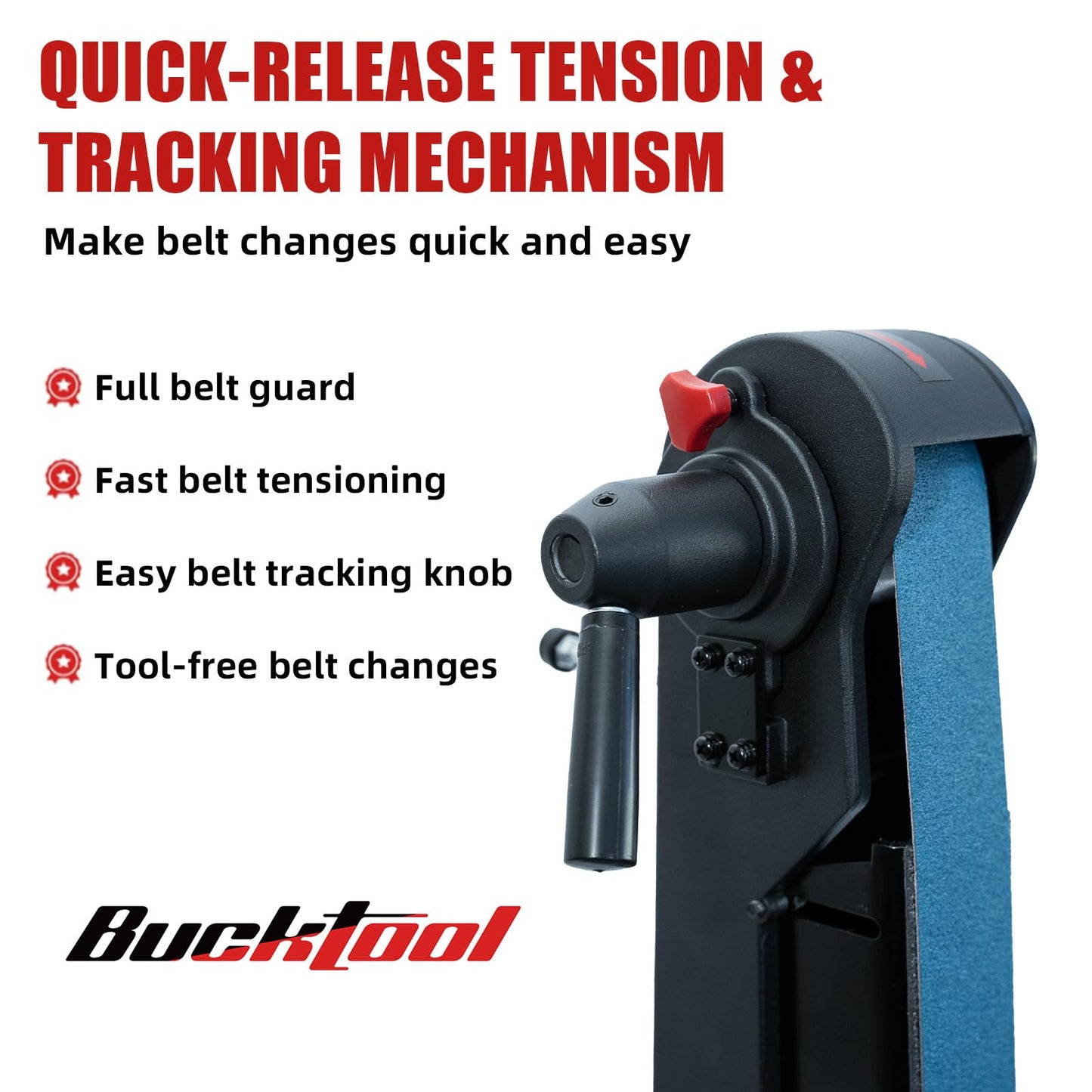 Bucktool Variable Speed 2×42 Inch Belt Sander 3.5A DC Motor with Control Panel, Quick Belt Release, Adjustable Foot, Horizontal or Wall-Mountable Bench Machine for Knife Making and Metalworking
