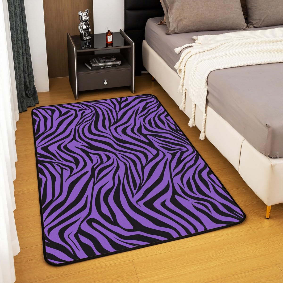 Castle Fairy Black Purple Zebra Skin Pattern Area Rug 3x5 Wild Animals Living Room Rugs for Boys Teens Zebra Stripes Decorative Rug Indoor Floor Mat Accent Rug