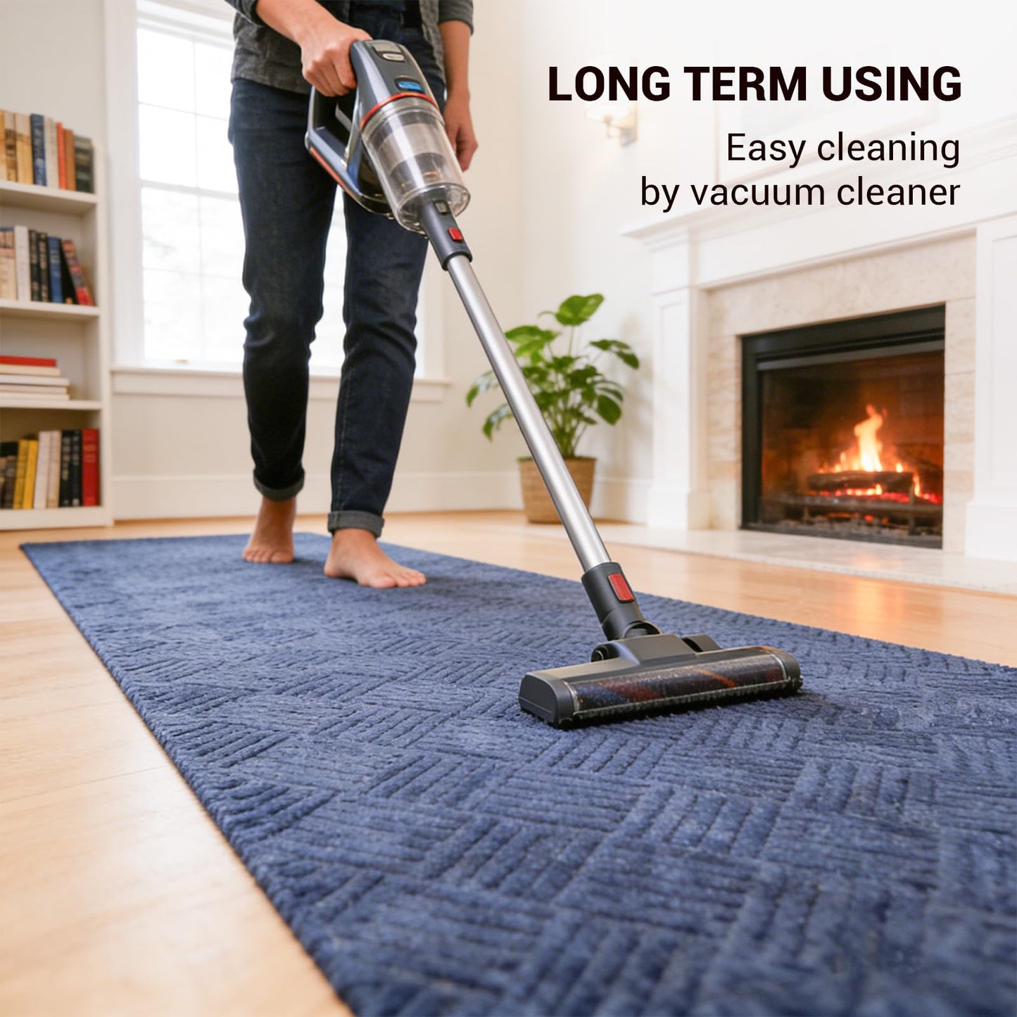 Geometric Runner Rug 2 x 6 ft Indoor Outdoor, Gray Non Slip Rubber Backing, Waterproof Low Profile Area Runner for Hallway, Entryway, Kitchen, Patio, Garage, Stairs & Laundry
