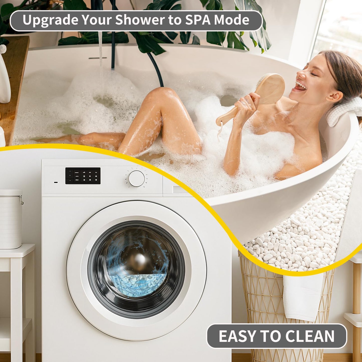 HONEYYEAR Non-Slip Large Bathtub Mat - 39.4"x15.8" with 200 Suction Cups, Massage Pebble Design & 176 Drain Holes, Safe Shower Mat for Elderly, Kids, Spa, Machine Washable, Floral Pattern