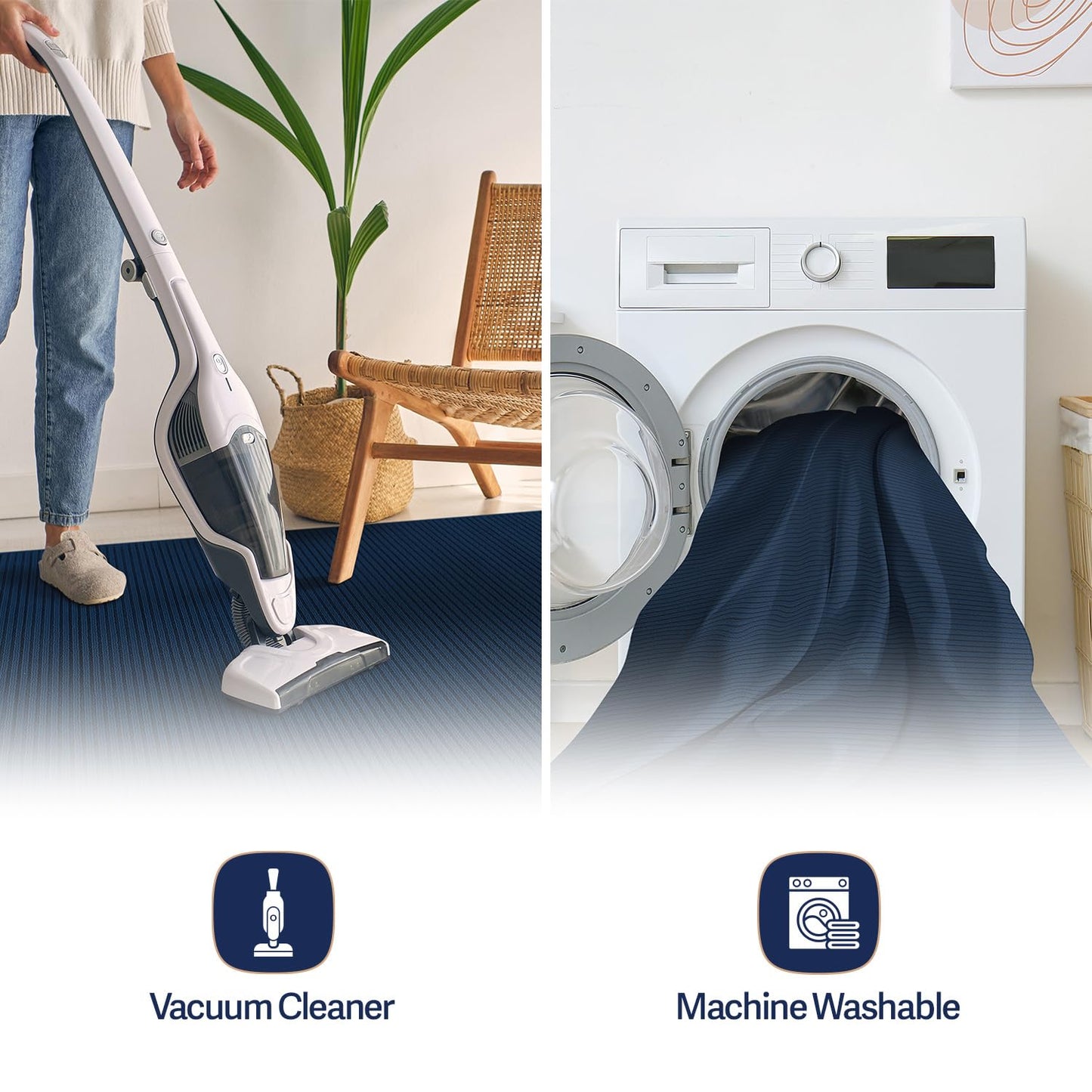 Beverly Rug Non-Slip Modern Rug 5x7 Solid Traditional Rubber Backing Machine Washable Soft Thin Indoor Area Rugs for Living Room Stain Resistant Non Shedding Casual Carpet (5 x 7 Navy Blue)