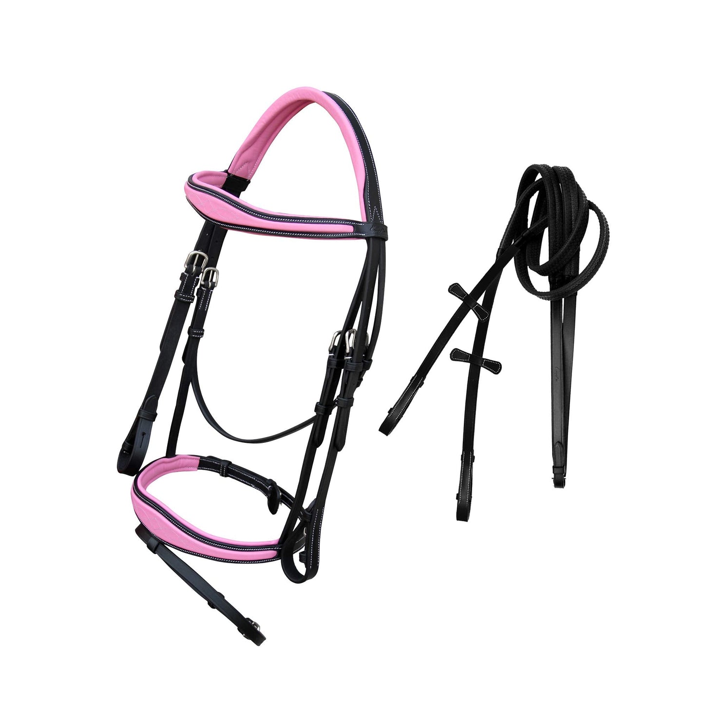 Exion Pink English Bridle for Horses | Anatomic Snaffle Noseband & Browband Jumping English Bridle with Flash | Royal English Bridle
