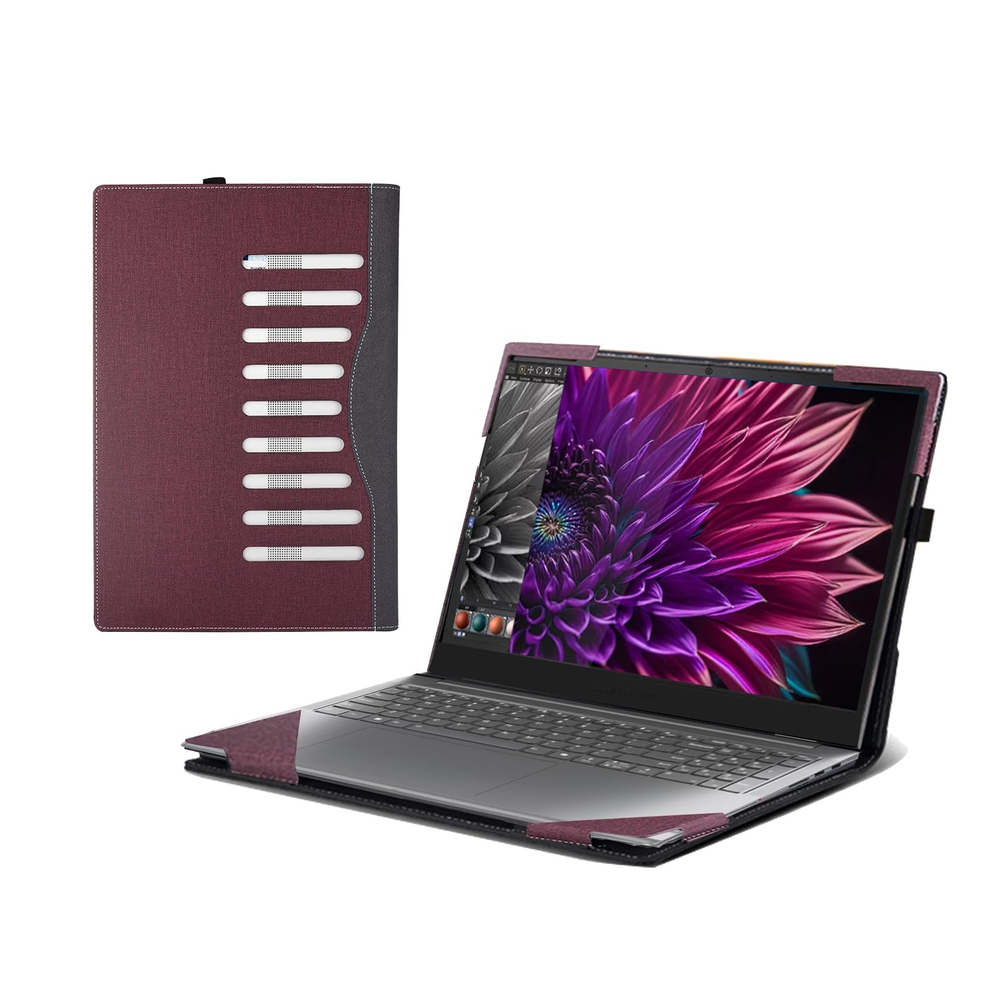 Laptop Cover for Lenovo Yoga Pro 9i (16″ Intel) Laptop All-Inclusive Drop-Proof Case 16inches PU Leather Inner Pocket Cover (Wine red)