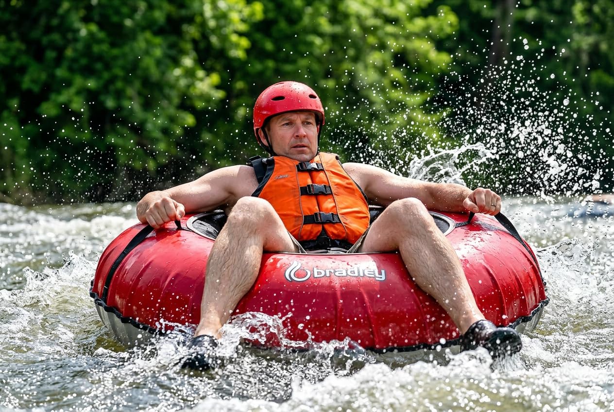 Pack of Two Bradley Heavy Duty Tubes for Floating the River; Whitewater Water Tube; Rubber Inner Tube with Cover for River Floating; Linking Tandem River Tubes; River raft Tube Red