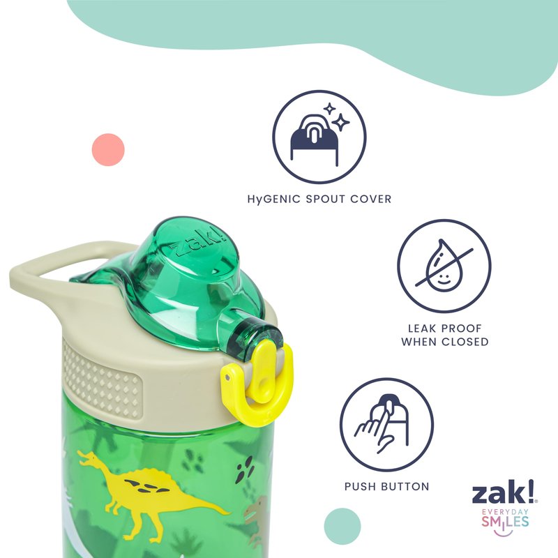 Zak Designs Sanrio Sage Kids Water Bottle For School or Travel, 16oz Durable Plastic Water Bottle With Straw, Handle, and Leak-Proof, Pop-Up Spout Cover (Hello Kitty)
