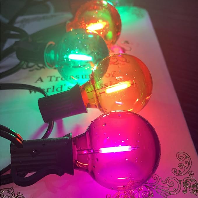 25FT G40 LED Outdoor Halloween String Lights, Orange Purple and Green Halloween Decoration Lights with 25 Globe LED Bulbs, UL Listed Hanging String Lights for Holiday Porch Garden Patio