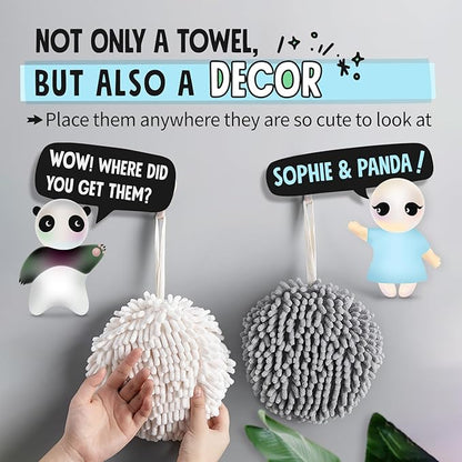 Sophie & Panda Fuzzy Ball Towel Creamy and Brown