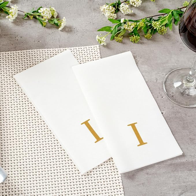 Luxenap 15.8 X 7.9 Inch Linen-Feel Guest Towels, 50 Lettered Hand Towels