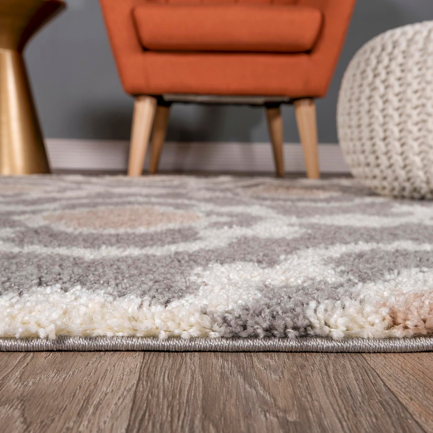 Rugshop Cozy Moroccan Trellis Gray/Cream 2' x 7'2" Indoor Shag Area Rug Runner