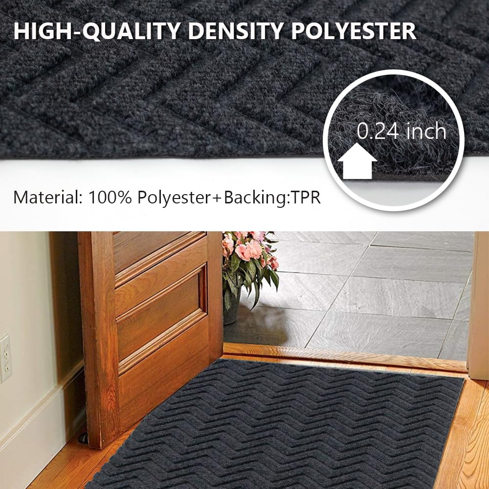 LITA Customized Size Hallway Runner Rug with Rubber Backing, Backed Non-Slip Waterproof, Washable Outdoor Indoor Carpet for Floor, Entryway, Kitchen, Laundry, Balcony, Garage, Gray Triangle, 2' x 6'