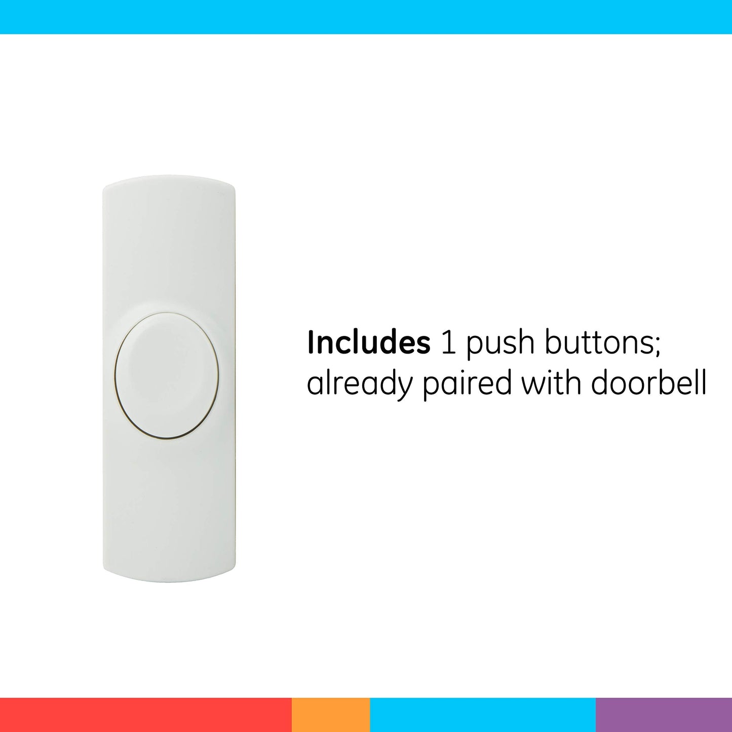 GE Wireless Doorbell Kit, Plug-In Receiver, 1 Push Buttons Door Bell, 2 Melodies Doorbell Chime, 4 Volume Levels, Classroom Doorbell, 150 Ft Range, White, 19298