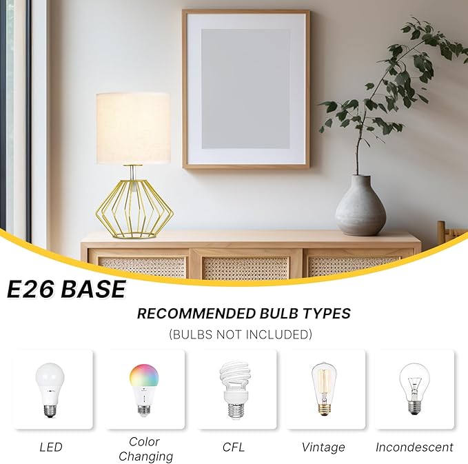 Hamilyeah Table Lamps Set of 2, Gold Bedside Lamps with On/Off Switch, Industrial Night Stand Lamps with Linen Beige Fabric Shade, Simple Modern Lamp for Bedroom, Living Room