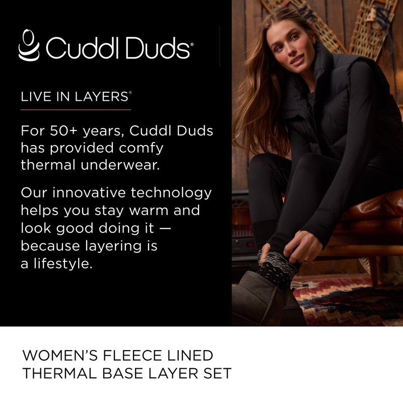 Cuddl Duds Womens Heavyweight Fleece 2 Piece Long Sleeve Thermal Underwear Set – Shirt & Leggings Base Layer for Cold Weather – Winter Clothing Long Johns Lounge Sets for Women, Purple, XL