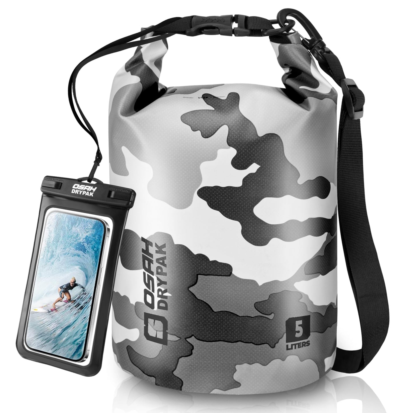 Waterproof Dry Bag, 5L/10L/20L/30L/40L Roll Top Lightweight Storage Backpack with Phone Case for Women & Men, Floating Waterproof Sack for Travel, Swimming, Kayaking, Paddle Board, Camping & Beach