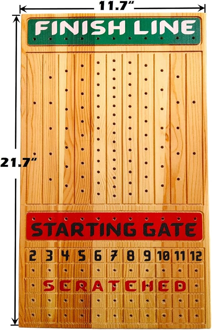 Horse Racing Game for Adults With 11 Luxurious Metal Horses (Silver Black Rose Gold) 22 Pine Wood Race Game Board Dice &amp Card Included (Log Color3)
