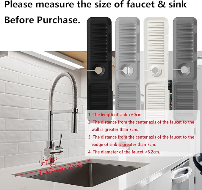 Kitchen Sink Splash Guard Silicone Faucet Handle Drip Catcher Tray Sink