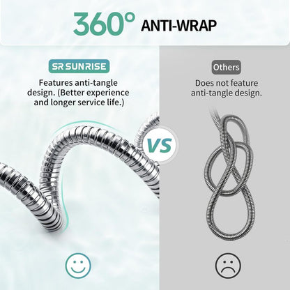 SR SUN RISE Flexible 304 Stainless Steel Replacement Shower Hose with Brass Fittings. RV Shower Hose. Explosion-Proof. 1.8 Meters/71 Inches. Polished Chrome