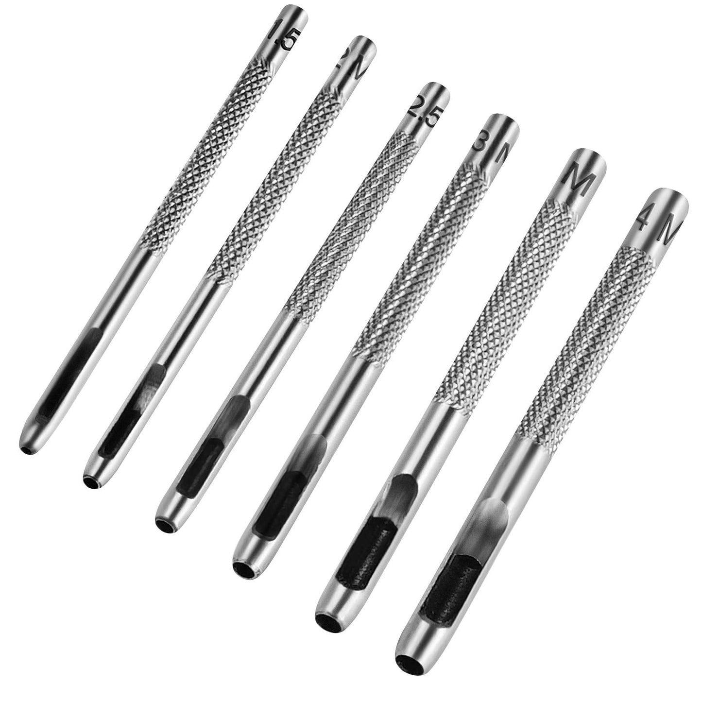 Leather Hole Punch Set for Belts, Watch Bands and Leather Crafts, Heavy Duty 6-Piece Hollow Punch Set with Sizes 1/16, 5/64, 3/32, 1/8, 9/64 and 5/32 Inch