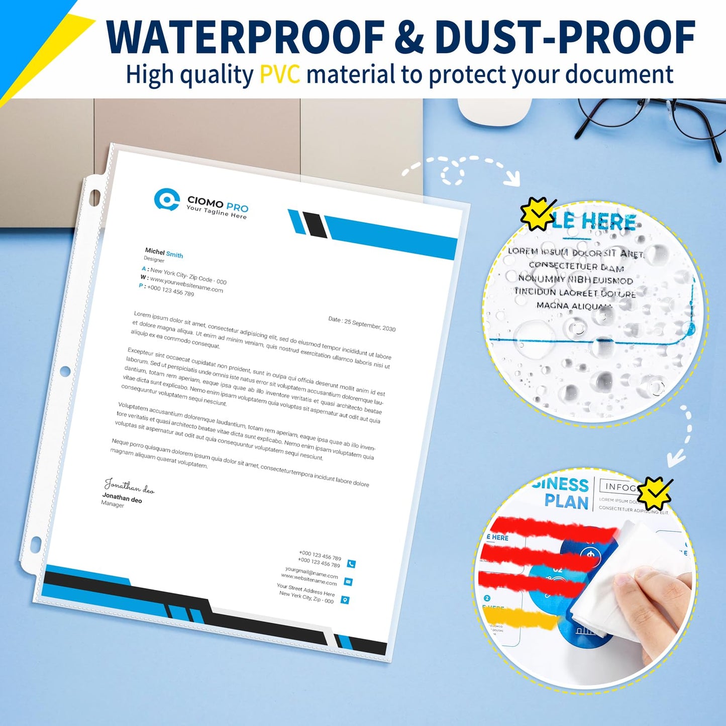 SUNEE Sheet Protectors 500 Packs for 3 Ring Binder, PVC-Free Clear Page Protectors 8.5x11 Inches Plastic Cover for Paper, Documents, Photos, Top Loading Binder Sleeves Letter Size