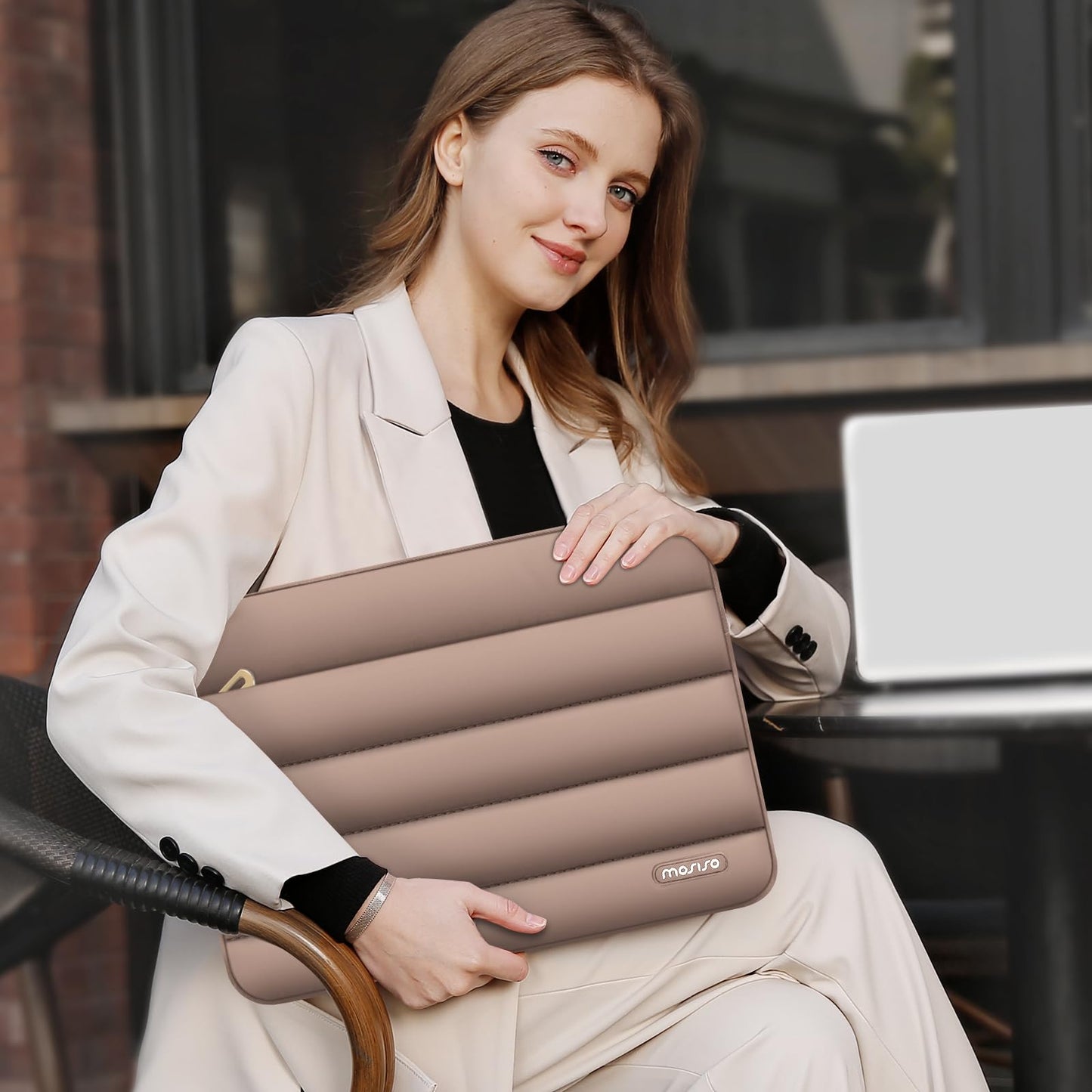 MOSISO Laptop Case 17.3 inch, 17-17.3 inch Puffy Laptop Sleeve Compatible with Dell XPS/HP Pavilion/Ideapad/Acer/Alienware/HP Omen Notebook Computer, Polyester Horizontal Bag with Small Case, Brown